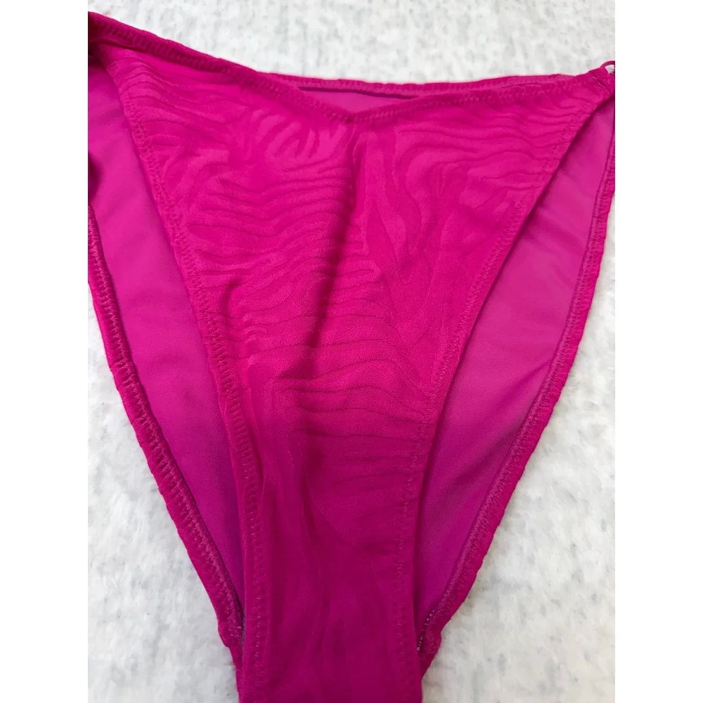 PacSun Swim Eco Hot Pink Zebra Side Tie Bikini Bottoms XL‎ New